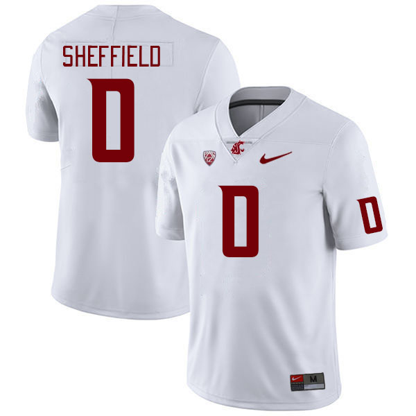 Men #0 DT Sheffield Washington State Cougars College Football Jerseys Stitched Sale-White